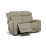 Grant Power Reclining Loveseat With Power Headrests - Ivory | Flexsteel