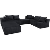 Luxury 8-Piece Modular U-Shaped Sectional Sofa with Oversized Chaise Lounge and Bed, Black Corduroy Upholstery, No Assembly