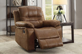 Modern Style 1pc Manual Recliner Dark Brown Finish Pillow Arms Breathable Leatherette Upholstery Primary Living Room Furniture