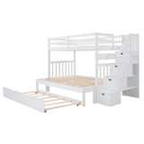 Twin over Full Bunk Bed with Twin Size Trundle (White)(OLD SKU :LT000025AAK) - sold by Home Elegance USA