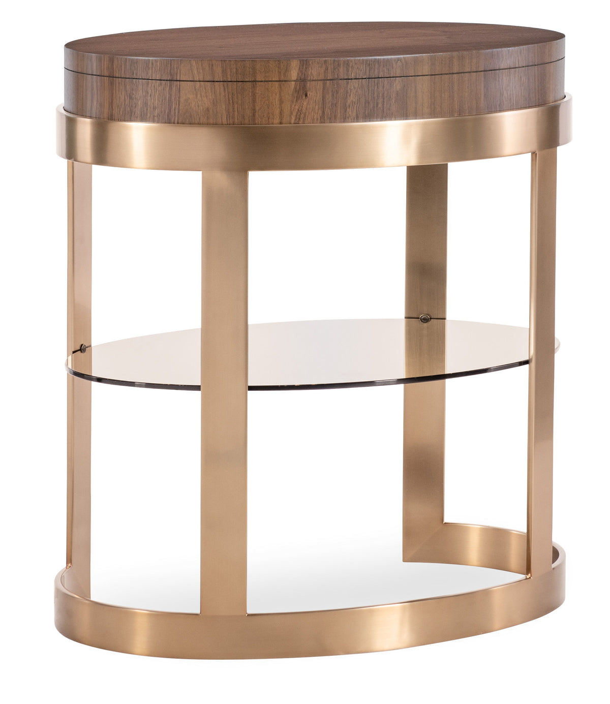 Eleana Oval Nightstand Medium Wood / Gold - Dark Brown / Gold by Hooker Furniture - View 3