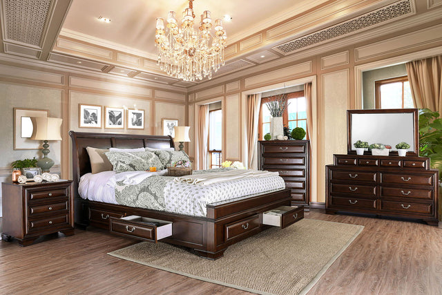 Brandt - 5 Piece Queen Bedroom Set With Chest - Brown Cherry | Home Elegance USA