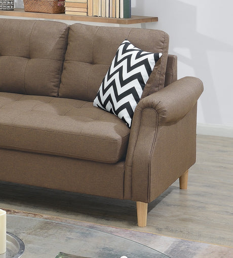 Living Room Corner Sectional Light Coffee Polyfiber Chaise sofa Reversible Sectional - sold by Home Elegance USA
