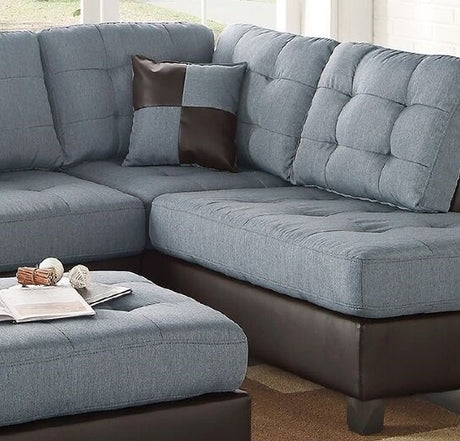 Contemporary Sectional Sofa Grey Polyfiber Linen Like Fabric Cushion Tufted Reversible 3pc Sectional Sofa L/R Chaise Ottoman Living Room Furniture Pillows - sold by Home Elegance USA