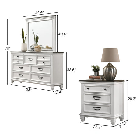 Clelane Wood Bedroom Set with Shiplap Panel King Bed, Dresser, Mirror, and Nightstand - sold by Home Elegance USA