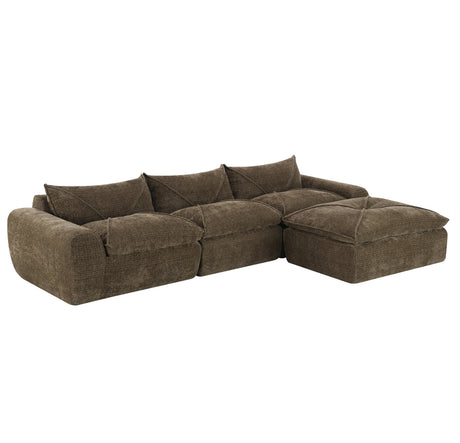 116'' Fully Compressed Sofa with High Density Foam, Integrated Backrest&Seat Cushion, Decorative Edging, Legless Design without Frame, No Assembly Required, Free Combination, Particle Chenille - sold by Home Elegance USA