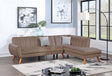 Contemporary 2-Pcs Sectional Set Living Room Furniture Light Brown Velvet Couch Left Facing Sofa, Right Facing Chaise Plush Cushion - sold by Home Elegance USA