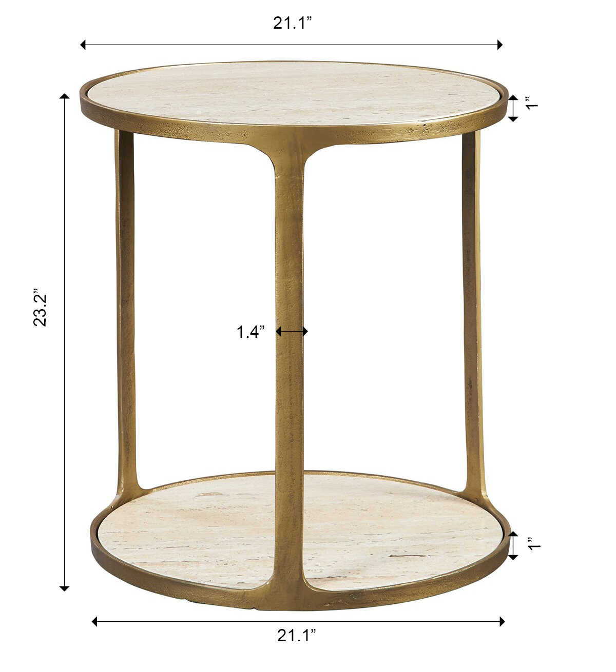 Clench Brass Side Table - Beige / Bronze by Uttermost - View 5