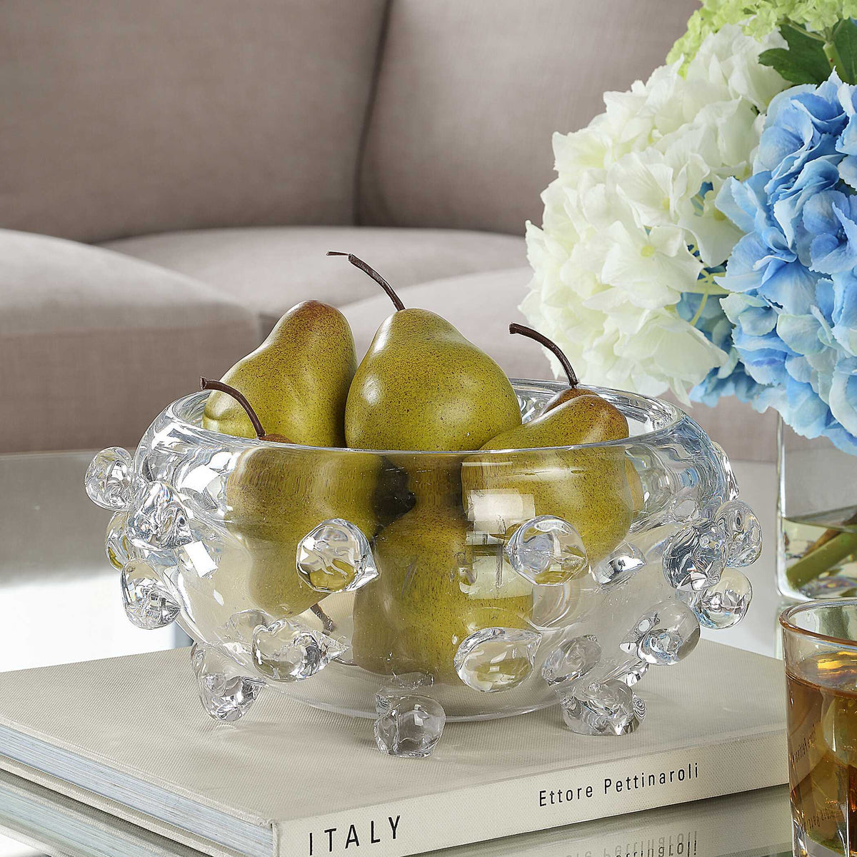 Aura Clear Glass Bowl - White by Uttermost - View 2