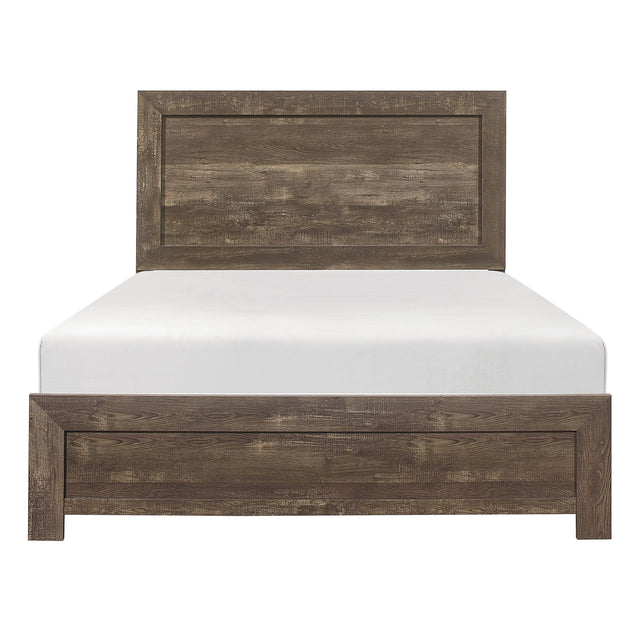 Rustic Brown Finish 1pc Eastern King Size Bed Panel Headboard Footboard Wooden Bedroom Furniture