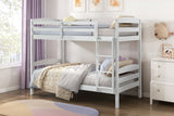 Twin over Twin Bunk Bed with Guard Rails 1pc Sturdy Wood Frame White Finish Youth Bedroom Furniture - sold by Home Elegance USA
