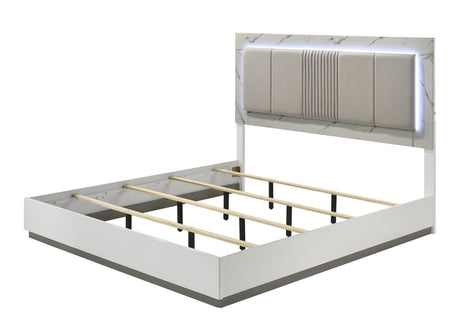 Mist Queen 5-Piece Set – Two-Tone High-Gloss Marble & Lacquer Finish with LED Lighting, Spacious Velvet-Lined Storage White (NJ Inventory) - sold by Home Elegance USA