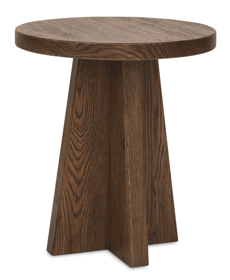 Driftwood Round End Table Worn Saddle - Dark Brown by Hooker Furniture - View 1