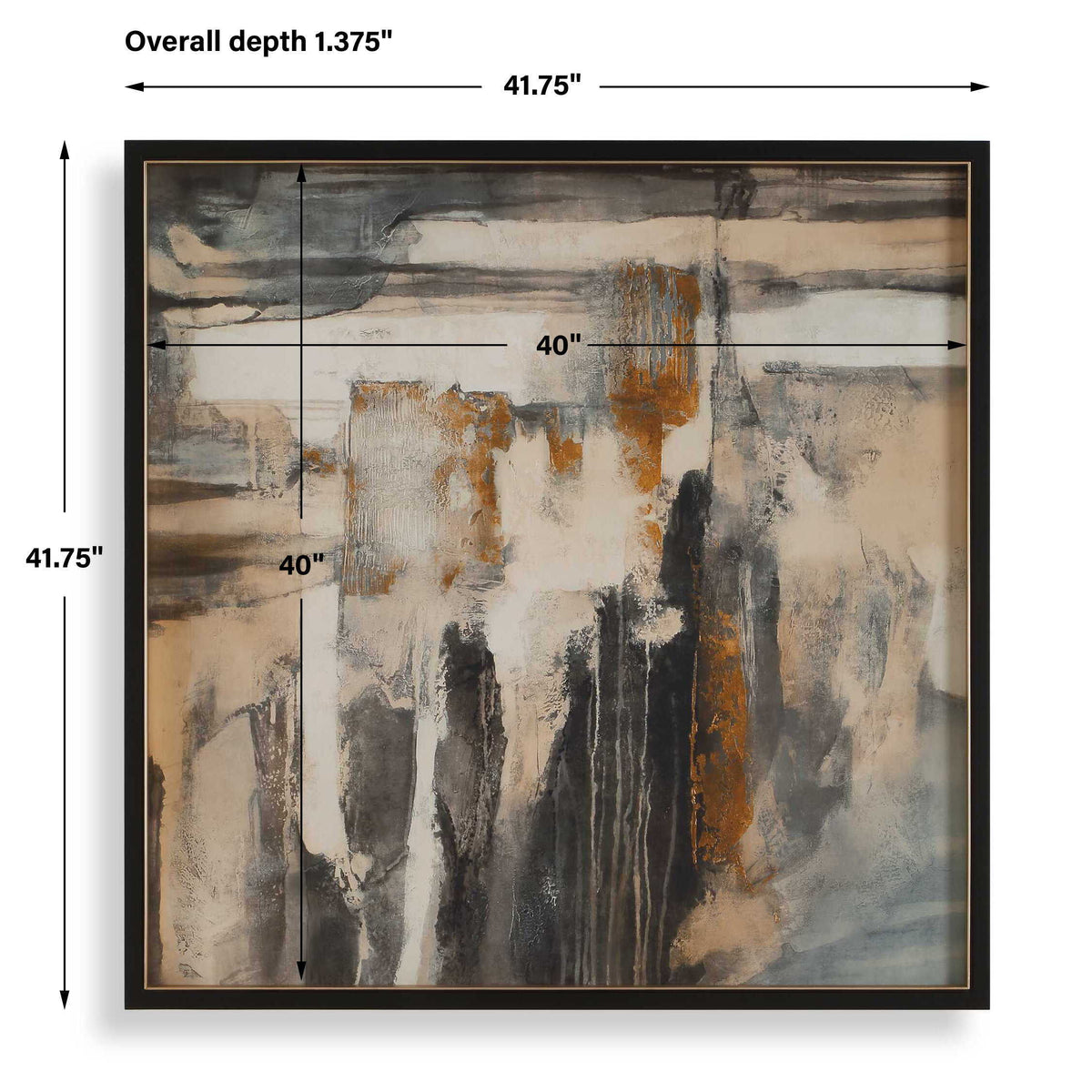 Landslide Framed Abstract Print Black / Brass / Gold / Gray / Orange / White / Yellow - Dark Gray / Beige by Uttermost - View 8