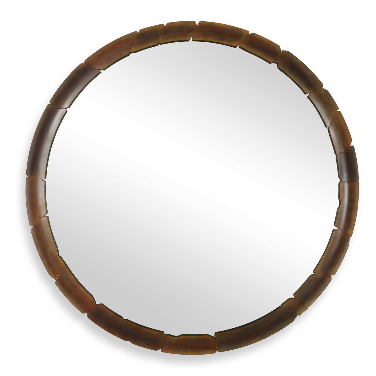 Auger Amber Glass Round Mirror - Bronze by Uttermost - View 1