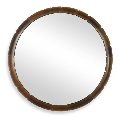 Auger Amber Glass Round Mirror - Bronze by Uttermost - View 1