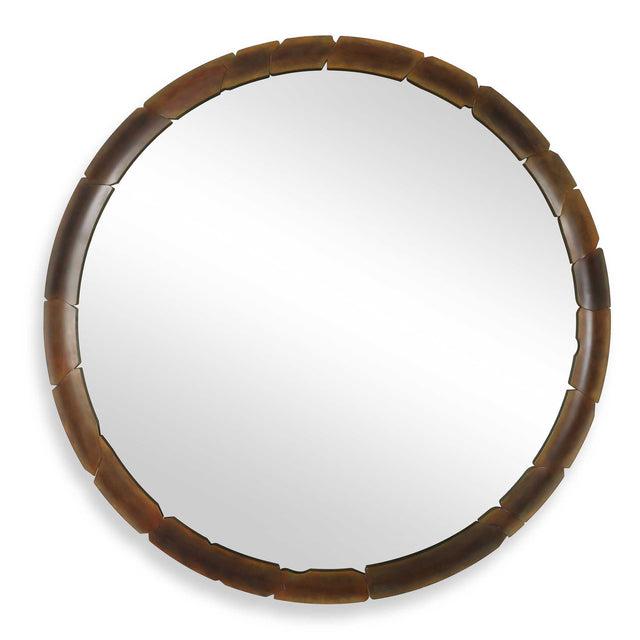 Auger Amber Glass Round Mirror - Bronze by Uttermost - View 1