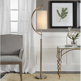 Balaour Floor Lamp Antique Brass - Light Brown / Beige by Uttermost - View 2
