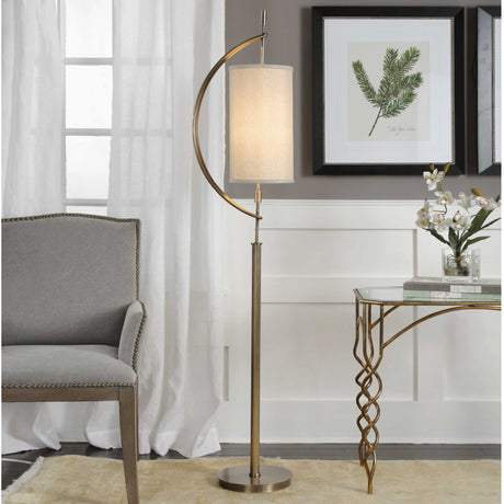 Balaour Floor Lamp Antique Brass - Light Brown / Beige by Uttermost - View 2
