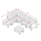 L shape Modular Sectional Sofa,DIY Combination,includes Three Single Chair ,Two Corner and Two Ottoman,Ivory Chenille - Home Elegance USA