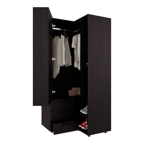 FM FURNITURE Thatcher Armoire- wardrobe, shoe storage, Open Storage and 2 - drawer, Wenge - sold by Home Elegance USA