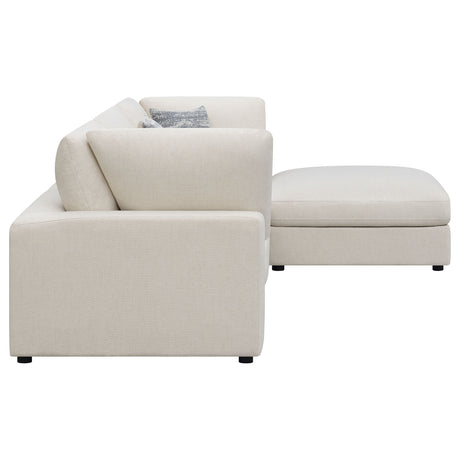 Rhette Beige 4-piece Upholstered Sectional with Ottoman - sold by Home Elegance USA