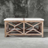 Catali Stone Coffee Table White & Light Brown - White / Light Brown by Uttermost - View 3