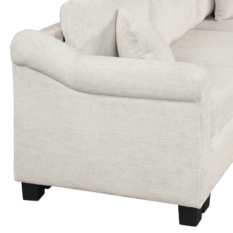 Contemporary U-shaped Sectional Sofa with Movable Storage Ottoman, White Chenille 111.8' - sold by Home Elegance USA
