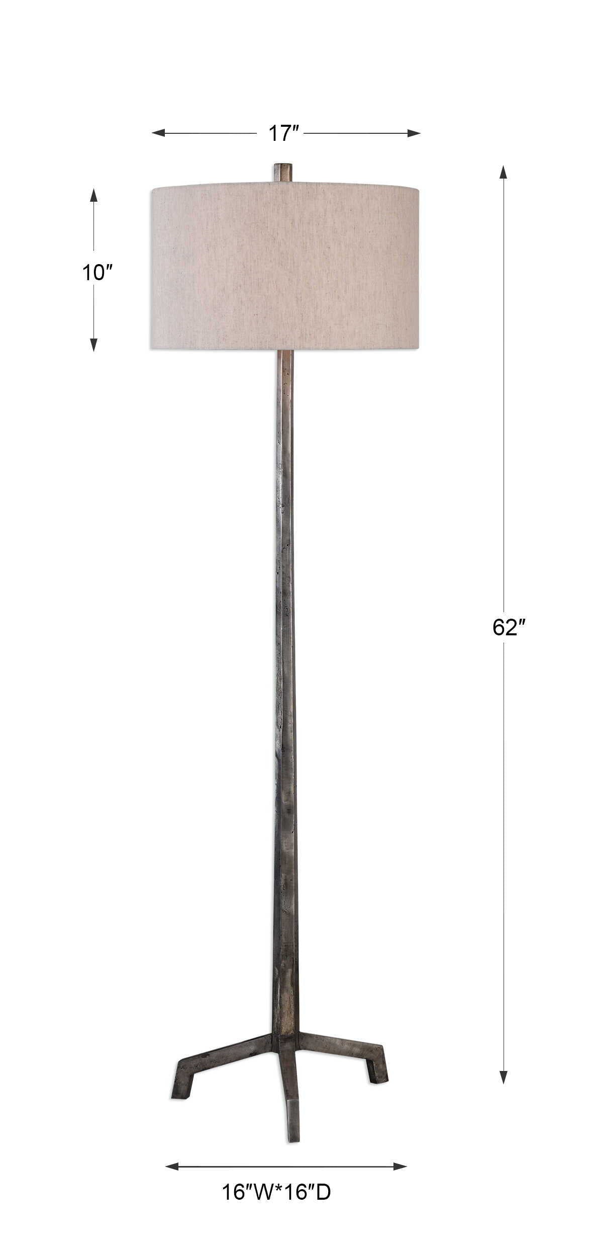 Ivor Cast Iron Floor Lamp Dark Gray - Black / Beige by Uttermost - View 8