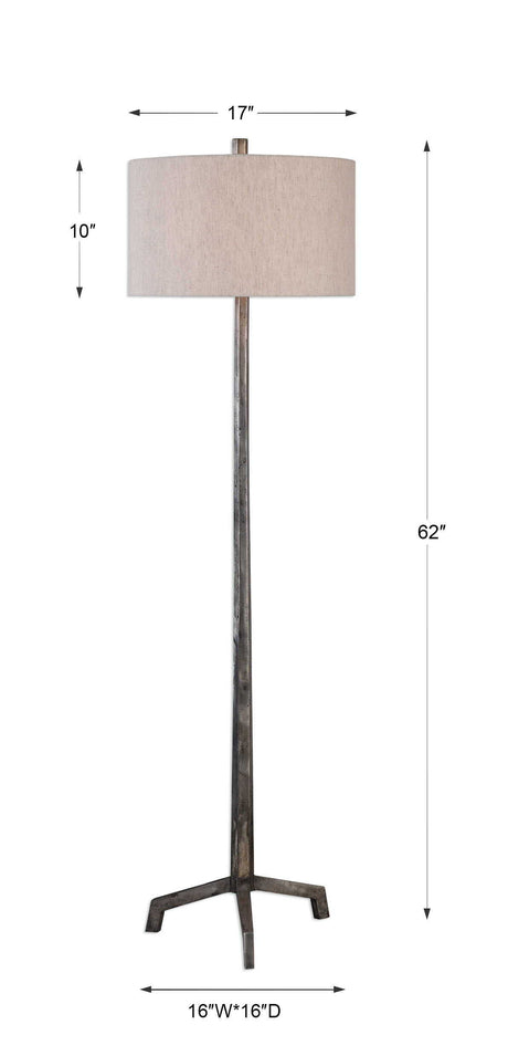 Ivor Cast Iron Floor Lamp Dark Gray - Black / Beige by Uttermost - View 8