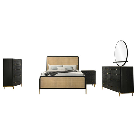 Anser Black and Natural 5-piece Queen Bedroom Set - sold by Home Elegance USA