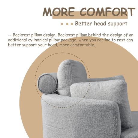 39"W Oversized Swivel Chair with moon storage ottoman for Living Room, Modern Accent Round Loveseat Circle Swivel Barrel Chairs for Bedroom Cuddle Sofa Chair Lounger Armchair, 4 Pillows, Teddy Fabric - W83489913 - image - 17