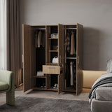 FM FURNITURE Alamo Lake Armoire Multi-storage with one Drawer, Natural Oak - sold by Home Elegance USA