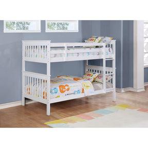 Madison White Twin Over Twin Bunk Bed - sold by Home Elegance USA