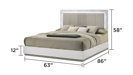 Mist Queen 5-Piece Set – Two-Tone High-Gloss Marble & Lacquer Finish with LED Lighting, Spacious Velvet-Lined Storage White (NJ Inventory) - sold by Home Elegance USA