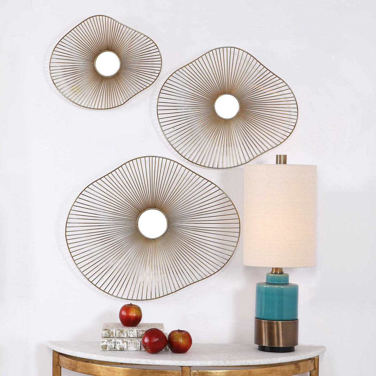 Avarie Metal Wall Art (Set of 3) - Gold by Uttermost - View 2