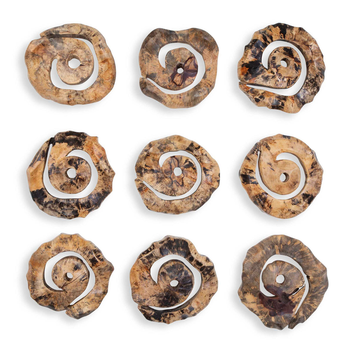 Corkscrew Wood Wall Decor (Set of 9) - Light Brown by Uttermost - View 1