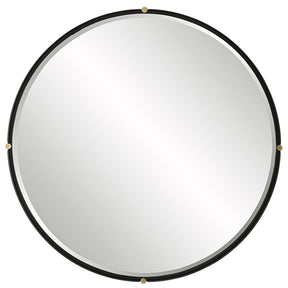 Bonded Round Mirror - Black by Uttermost - View 1