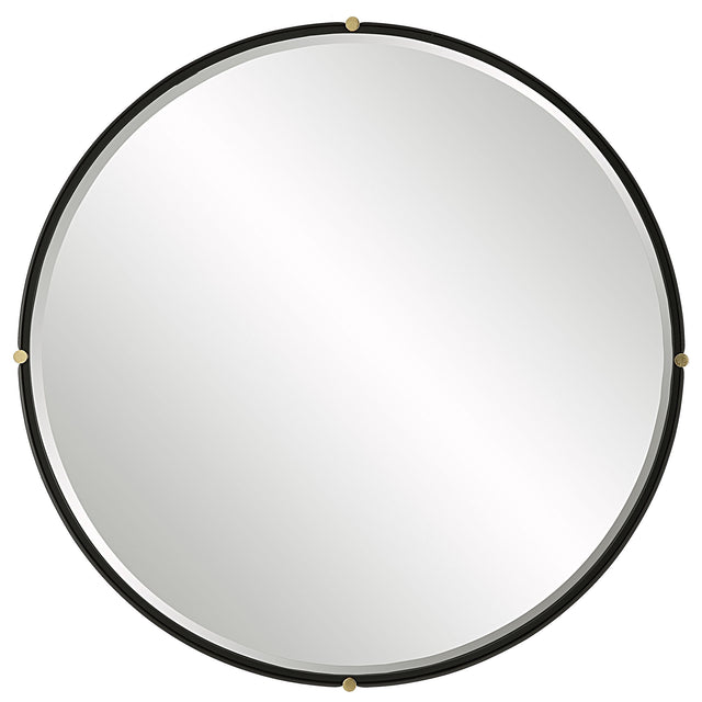 Bonded Round Mirror - Black by Uttermost - View 1