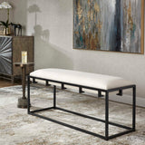 Paradox Iron & Fabric Bench White & Black - White / Black by Uttermost - View 3