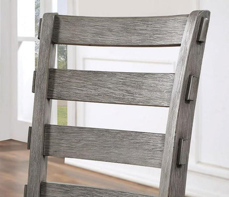 Dining Table 6x Side Chairs 7pcs Dining Set Grey Finish Dining Room Furniture Fabric Seat Rustic Style - sold by Home Elegance USA