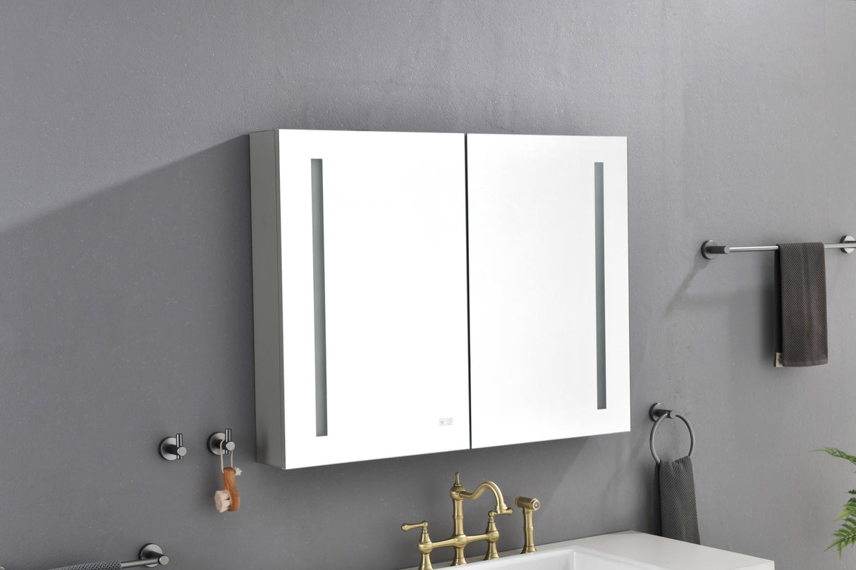 40in. W x 30 in. H LED Large Rectangular Aluminum Alloy Surface Mount Medicine Cabinet with Mirror - W127290913 - image - 25