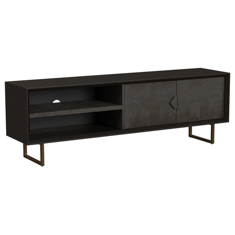 Manaya Charcoal Black 2-Door TV Stand - sold by Home Elegance USA