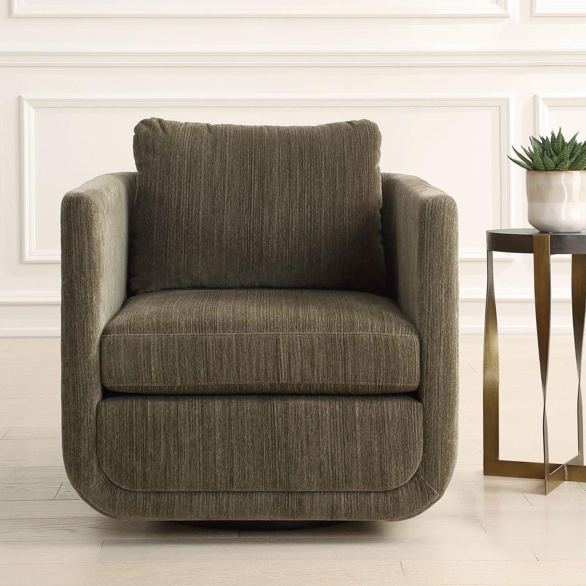 Abound Swivel Chair Herb - Dark Green by Uttermost - View 2