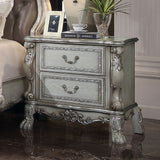 Traditional Elegant Nightstand with 2 Drawers Vintage Bone White Finish Wooden Luxury Bedroom Furniture 1pc Rococo Style