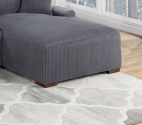 Modern 2pc Sectional Set XL Plush Corduroy Fabric Dark Gray LAF Sofa RAF Chaise Living Room Couch - sold by Home Elegance USA