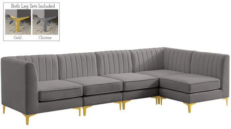 Alina - Modular Sectional 5 Piece - Grey - Fabric - 604Grey - Sec5B - Home Elegance USA - 1