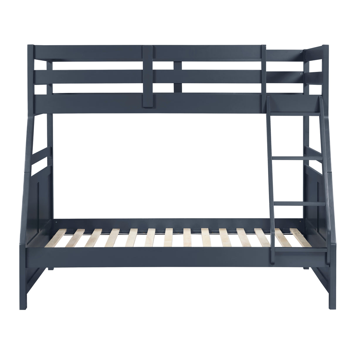 Bunk Bed Twin Over Full Navy Blue Finish Sturdy Wood Frame Guard Rails Youth Bedroom Furniture 1pc - sold by Home Elegance USA