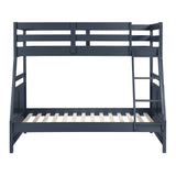 Bunk Bed Twin Over Full Navy Blue Finish Sturdy Wood Frame Guard Rails Youth Bedroom Furniture 1pc - sold by Home Elegance USA