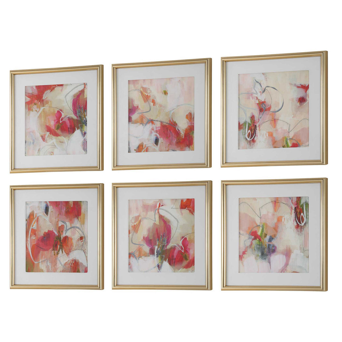 Fresh Start Red Abstract Prints (Set of 6) by Uttermost - View 4